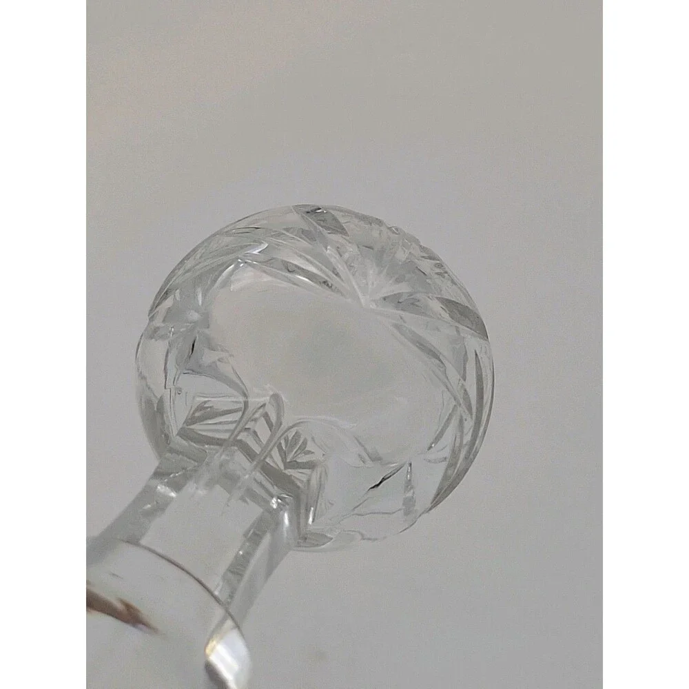 Vintage Replacement Cut Crystal Round Decanter Stopper Only Flowers Etched